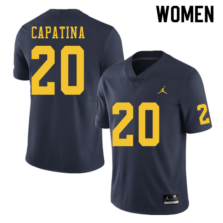 Women #20 Nicholas Capatina Michigan Wolverines College Football Jerseys Sale-Navy